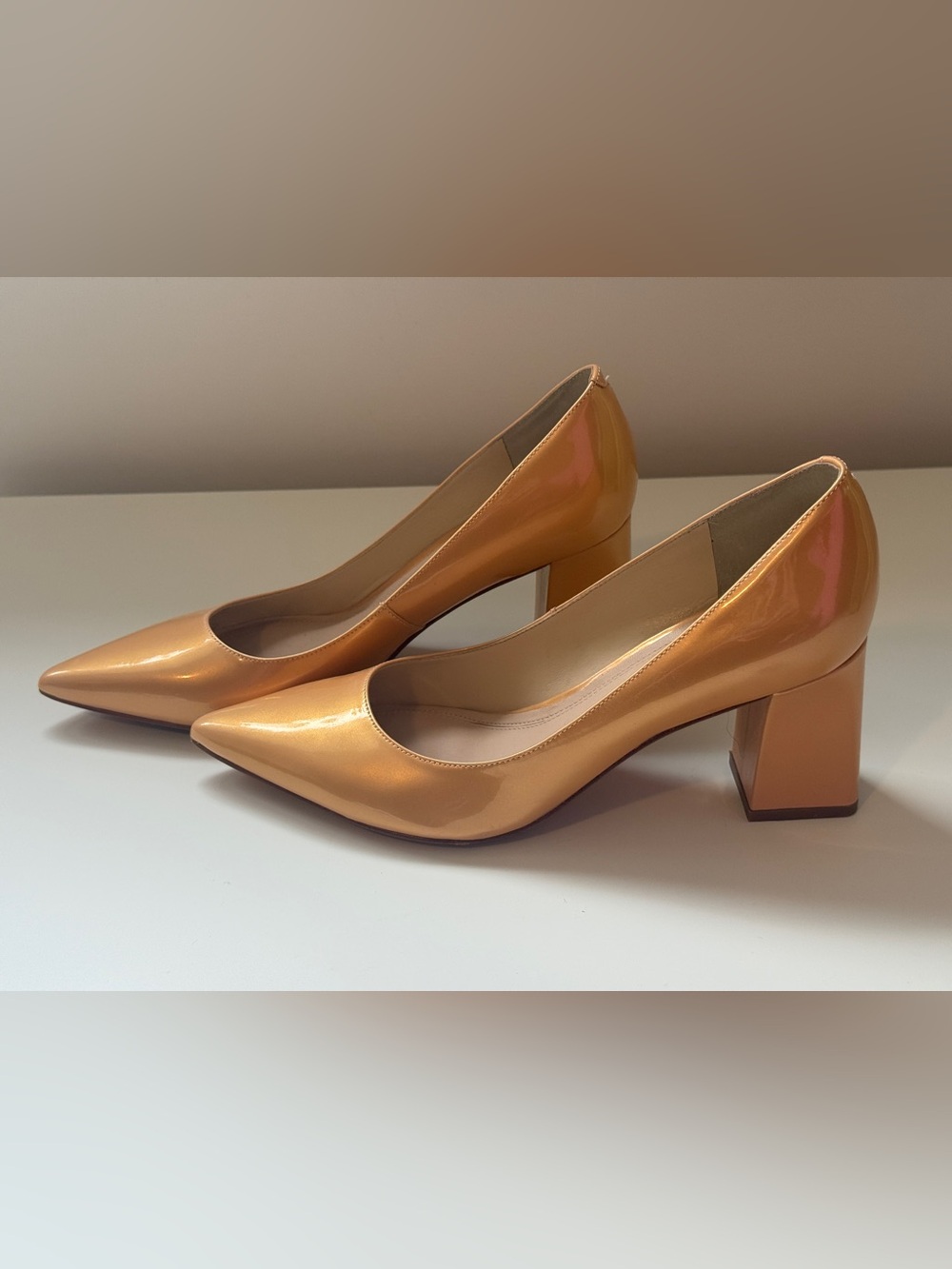 Marc Fisher LTD Zala Golden Tan Patent Leather Pumps Size 8